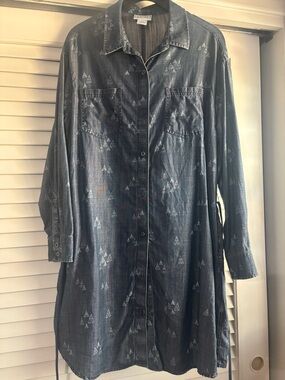 Ariat Indigo Triangle-Print Mini Shirt Dress